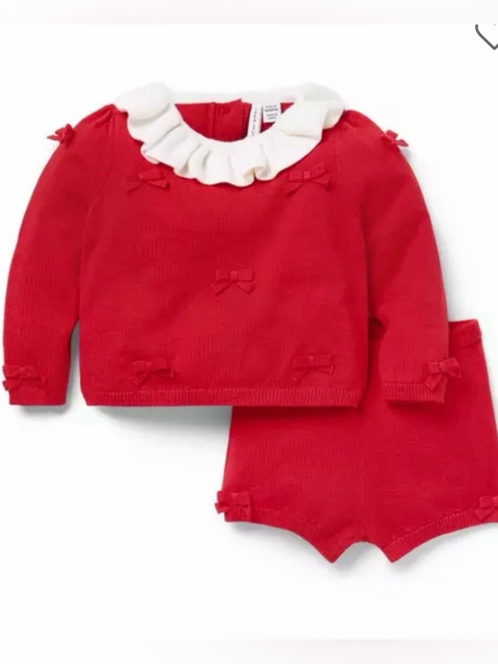 Janie and Jack Red Knit Ruffle Collar Sweater Set